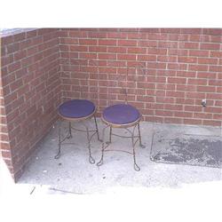 Old Pair Wrought Iron Ice Cream Chairs #1367726