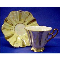 Pedestal Hand Pntd.Gold Gilt  Cup & Saucer #1367765