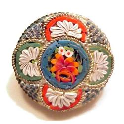 Vintage Mosaic Round Brooch #1367766