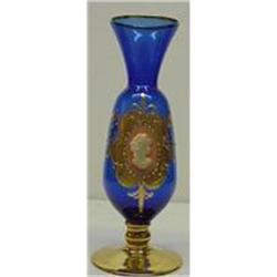 ART GLASS COBALT BLUE & GOLD VASE #1367833