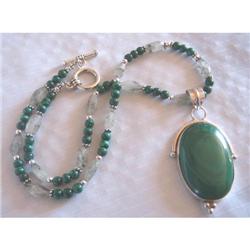 Malachite Quartz Sterling pendant necklace #1368038