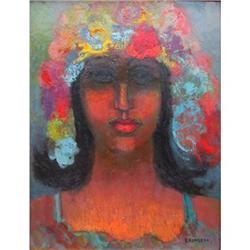 Miriam Bromberg, Flower Portrait, Oil on Board #1368050