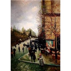 Art.  Paris Scene Original Oil Painting #1368118