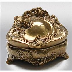 Gold Tone Floral & Velvet Jewelry Casket #1368131