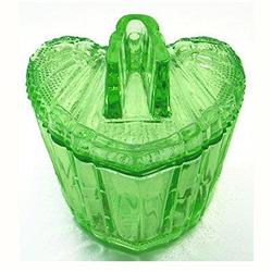 S Reich Green Art Deco Powder Jar #1368304