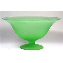 Tiffin Green Satin Glass Centerpiece Pedestal #1368320