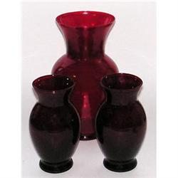 Lot of 3 Red Depression Glass Vases #1368333