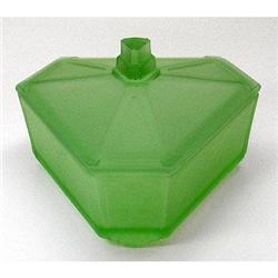 Green Satin Glass Machine Age Dresser Jar  #1368338