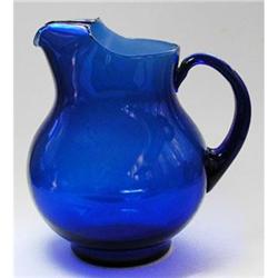 Cobalt Blue Glass Bulbous Pitcher w/ Ice Lip #1368350