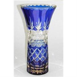 Czech Blue Cut To Clear 8 1/2 in Vase #1368461