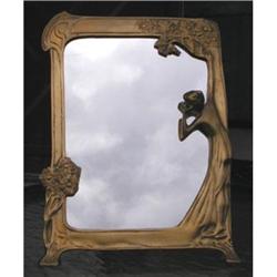 Brass Art Deco Female Figural Vanity Mirror #1368469