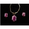 Image 1 : 14K Gold Amethyst Necklace & Earring Set #1368829