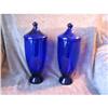 Image 1 : Pair of Cobalt Blue Handblown Glass Urns with #1388712