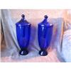 Image 1 : Pair of Cobalt Blue Handblown Glass Urns with #1388712