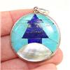 Image 1 : STERLING SILVER Estate TURQUOISE LAPIS Pendant #1389085