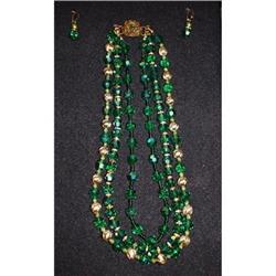 MULTI-STRAND Necklace CRYSTAL W/GOLD #1420716