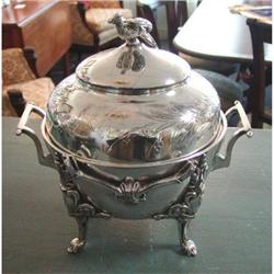 Domed Silverplate Butter Dish, Pheasant  c.1870#1420925