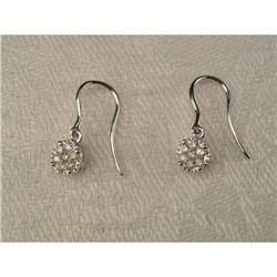 Estate 14K WG Gold Pave Diamond Drop Earrings #1420968