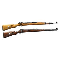 2 GERMAN MODEL 98K MAUSER BOLT ACTION RIFLES.
