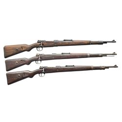3 GERMAN WWII 98K BOLT ACTION RIFLES.