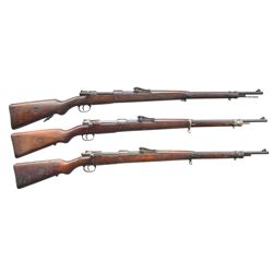 3 GERMAN WWI GEW 98 MAUSER BOLT ACTION RIFLES.
