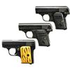 3 MODEL 1908 VEST POCKET PISTOLS (2 COLTS &