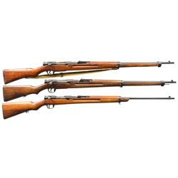 3 UNUSUAL BOLT ACTION JAPANESE MILITARY RIFLES.