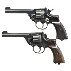 2 ENFIELD NO. 2 MK1 REVOLVERS.