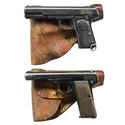 2 BROWNING BASED SEMI-AUTO PISTOLS; 1907 HUSQVARNA