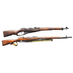 2 MOSIN NAGANT TYPE BOLT ACTION RIFLES.
