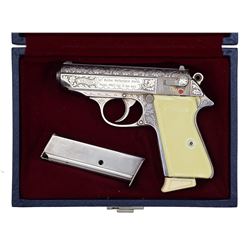 WALTHER ENGRAVED MODEL PPK/S SEMI-AUTO PISTOL.