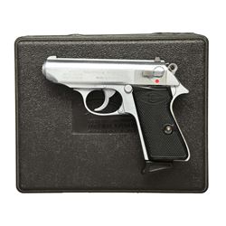 STAINLESS MANURHIN WALTHER PPK/S SEMI AUTO PISTOL.