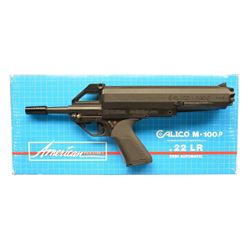 AMERICAN IND. CALICO M-100P SEMI-AUTO PISTOL.