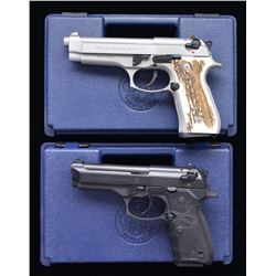 2 BERETTA MODEL 92FS SEMI AUTO PISTOLS.