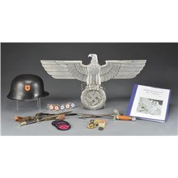 WWII GERMAN EDGED WEAPONS, HELMET, RAILROAD EAGLE,