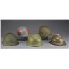 Image 2 : 4 WWII US HELMETS & 1 WWI FRENCH AIR CORPS HELMET.