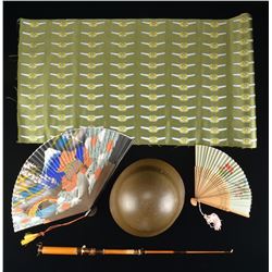 WWII JAPANESE CIVIL HELMET, CLOTH PILOT WINGS &