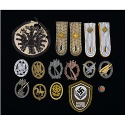 WWII GERMAN BADGES, SHOULDER BOARDS & MORE.