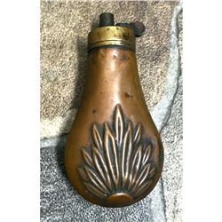 19thc Antique Copper & Brass Powder Flask