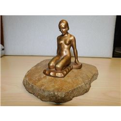 Art Deco Nude Spelter & Marble Sculpture