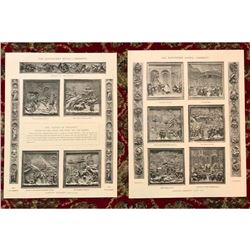 Pair of 19thc Architectural Lithographs, Florence Italy, Ghiberti, Gates of Paradise