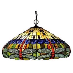 Dragonfly Stained Art Glass 3-Light Pendant Light