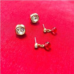 Two Pairs, Swarovski Crystal Post Earrings