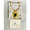 Image 3 : Fabulous Designer Sandi Miller Burrows Goldtone Greenstone Locket Pendant Necklace