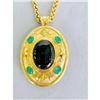 Image 7 : Fabulous Designer Sandi Miller Burrows Goldtone Greenstone Locket Pendant Necklace