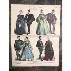 Rare 19thc Handcolored Costume Plates,16thc German, Spanish, French Nobility