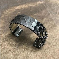 Modern Viking Gunmetal Fish Scale Cuff Bracelet