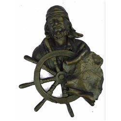 Signed Original Pirate Sea Captain Bronze Wall Hanging Sculpture