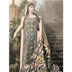 Late 19thc Handcolored Lithograph Print, Opera Singer, Costume