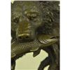 Image 4 : Bear With Fish Catch, Fishing Lodge Bronze Sculpture